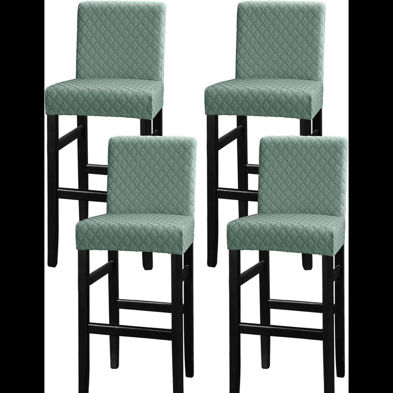 Hokku Designs Bar Stool Covers Set Of 4 Bar Stool Chair Covers Barstool Covers Slipcovers With Back Pub Counter Stool Chair Covers Counter Height Stool Seat Covers Barstool Slipcovers Matcha Green Way...